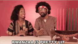 Happy Kwanzaa Hippy Couple Celebrating GIF