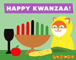 Happy Kwanzaa Hooded Cat Animation GIF