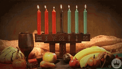 Happy Kwanzaa Solemn Candles Artistic Design GIF