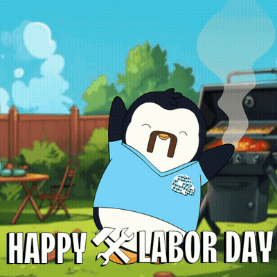 Happy Labor Day Cartoon Penguin GIF