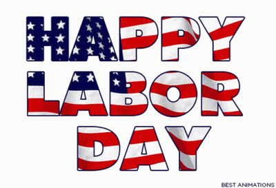 Happy Labor Day Sign With American Flag GIF