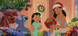 Happy Lilo And Stitch Receiving Xmas Gift GIF