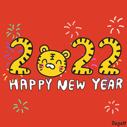 Happy Lunar New Year 2022 Cute Tiger GIF