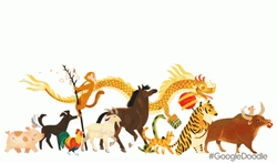 Happy Lunar New Year Magical Animals GIF