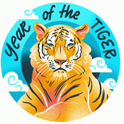 Happy Lunar New Year Serious Tiger Stare GIF