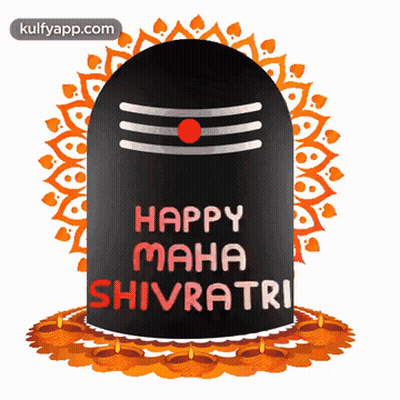 Happy Maha Shivaratri Greeting Card With Shiva Lingam And Candles GIF