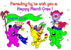 Happy Mardi Gras Cartoon Animals