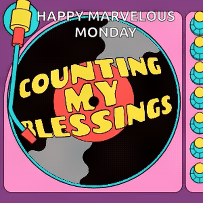 Happy Marvelous Monday Greeting Card With Record Player Counting My Blessings