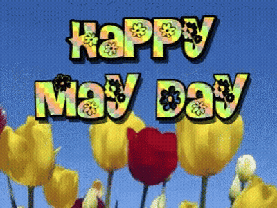 Happy May Day Greeting With Flowers GIF
