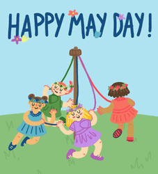 Happy May Day Kids Playing GIF
