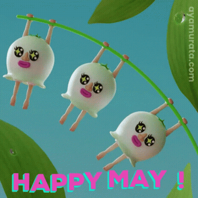 Happy May Greeting Card With Cartoon Character GIF
