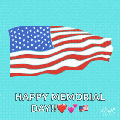Happy Memorial Day Greeting Card With Waving American Flag GIF