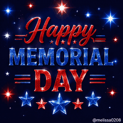 Happy Memorial Day Poster Red White Blue Stars GIF