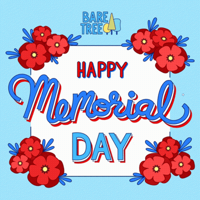 Happy Memorial Day Poster With Red Flowers GIF
