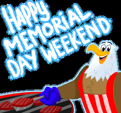 Happy Memorial Day USA Eagle Flipping Burgers GIF
