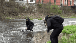Happy Men River Fishing GIF