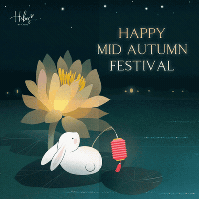 Happy Mid Autumn Festival Rabbit Holding Red Lantern GIF