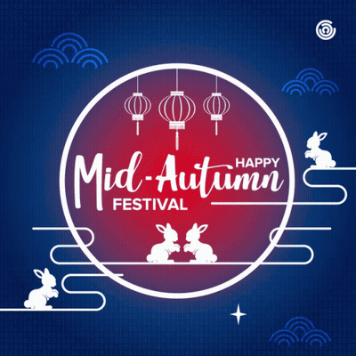 Happy Mid-Autumn Festival Rabbits And Lanterns GIF