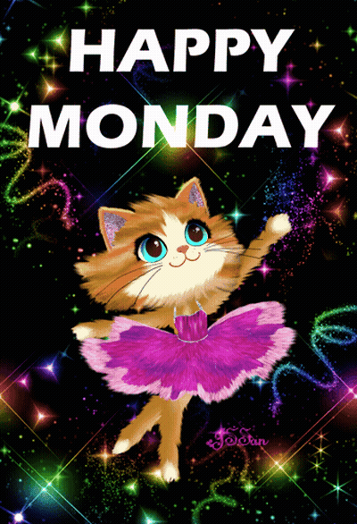 Happy Monday Cat Wearing Purple Tutu GIF