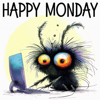Happy Monday Greeting Card With Bug GIF