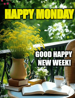 Happy Monday Happy New Week Flowers And Books GIF