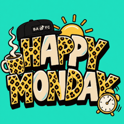 Happy Monday Sign With Leopard Print GIF