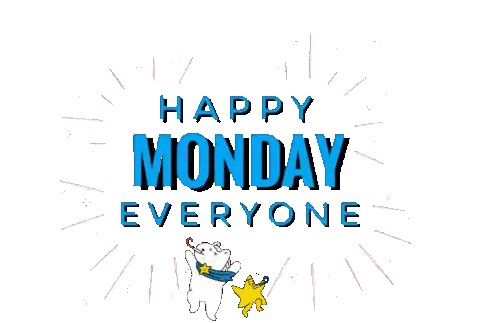 Happy Monday Sign With Polar Bear And Star Sticker