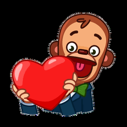 Happy Monkey Puppet Love Heart GIF