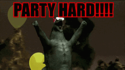 Happy Monster Godzilla Hands Up Party Hard