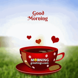Happy Morning Hearts Popping Out GIF