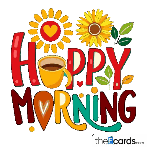 Happy Morning Sign With Coffee Sticker