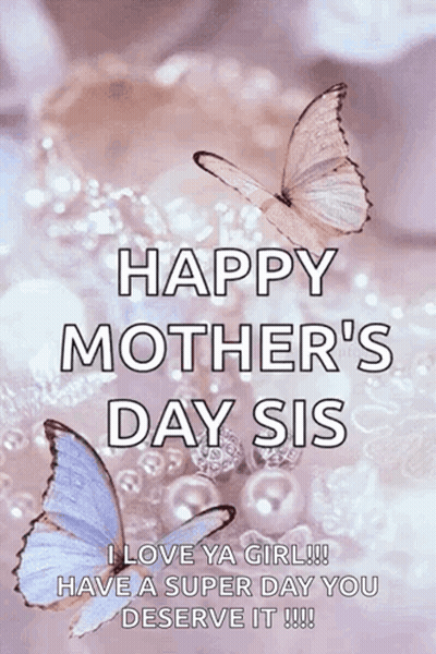 Happy Mother's Day Card With Butterflies And Pearls GIF