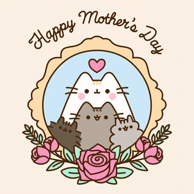 Happy Mother's Day Card With Cats And Flowers GIF