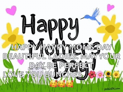 Happy Mother's Day Card With Flowers And Hearts GIF
