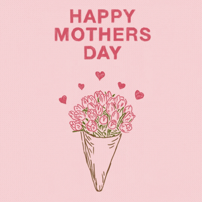 Happy Mother's Day Card With Pink Flowers And Hearts GIF