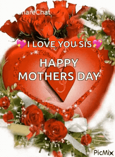 Happy Mother's Day Card With Roses And I Love You Bunches GIF