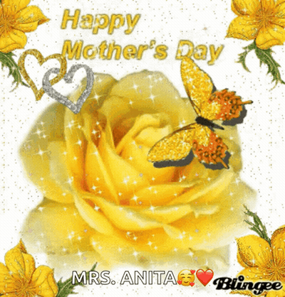 Happy Mother's Day Card With Yellow Rose GIF