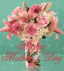 Happy Mother's Day Friend Flower Vase Art GIF