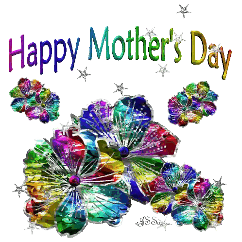 Happy Mother's Day Greeting Card With Colorful Flowers And Stars Sticker