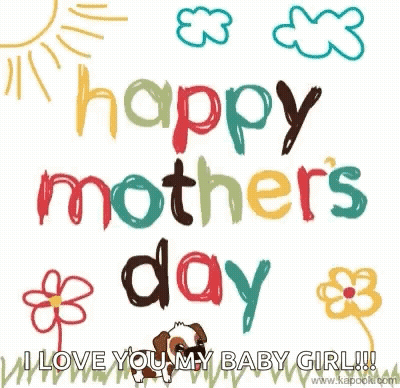 Happy Mother's Day Greeting Card With Flowers And Dog GIF