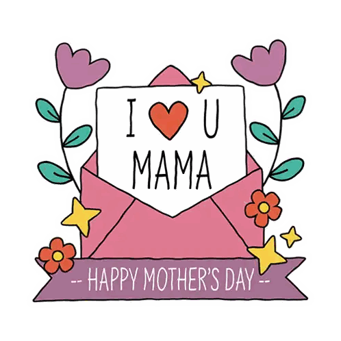 Tarjeta de Feliz Día de la Madre con sobre rosa Sticker