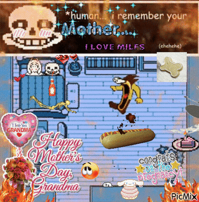 Happy Mother's Day Hot Dog And Skeleton GIF