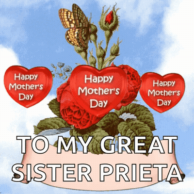Happy Mother's Day Sister Prieta With Roses Hearts GIF