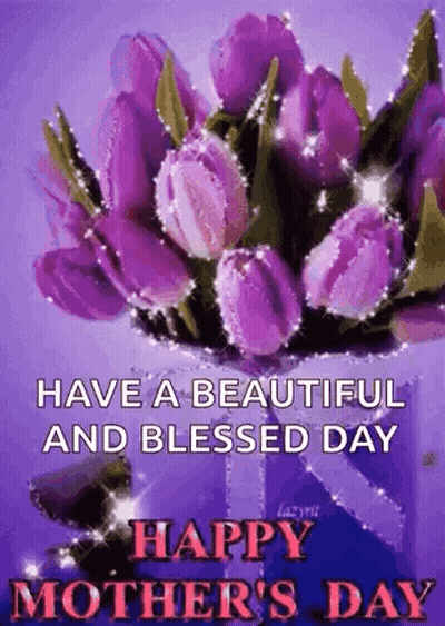 Happy Mother's Day With Purple Flowers GIF