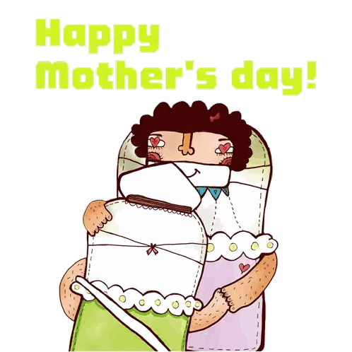 Happy Mother's Day Woman Holding Baby Sticker