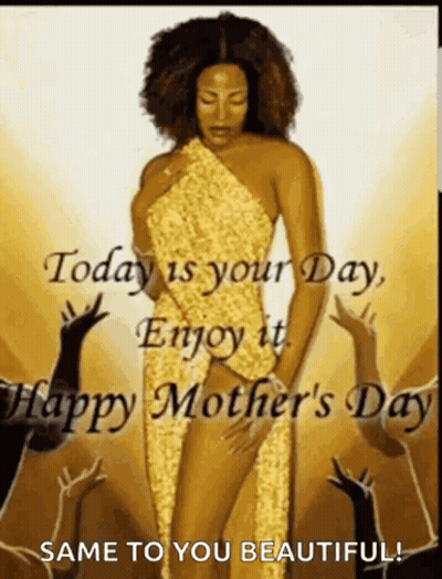 Happy Mother's Day Woman In Gold Dress GIF