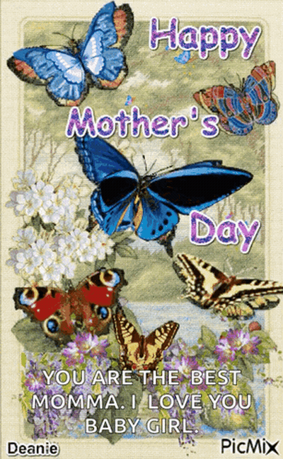 Happy Mothers Day Card With Butterflies GIF