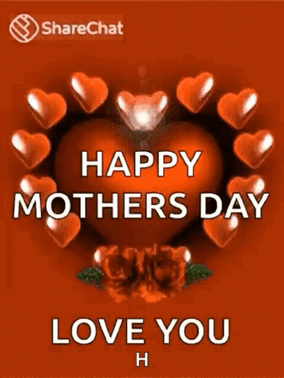 Happy Mothers Day Card With Heart Roses GIF