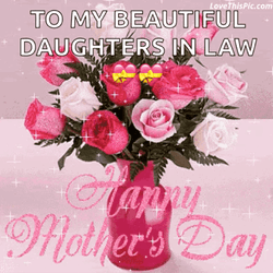 Happy Mothers Day Daughter In Law Flower Vase GIF