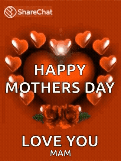 Happy Mothers Day Greeting Card With Hearts GIF
